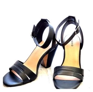 Black Ankle Strap Cone Heel